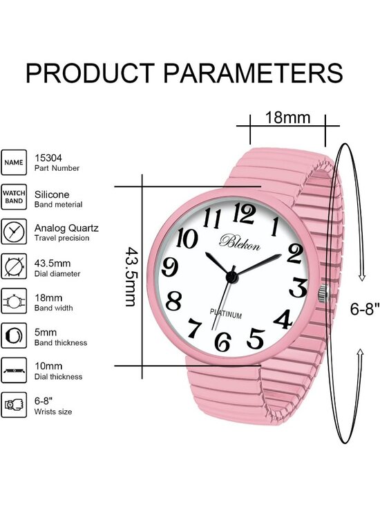 Women\'s Pink New Super Large Face Stretch Band Japanese Movement Fashion Watch main image 5